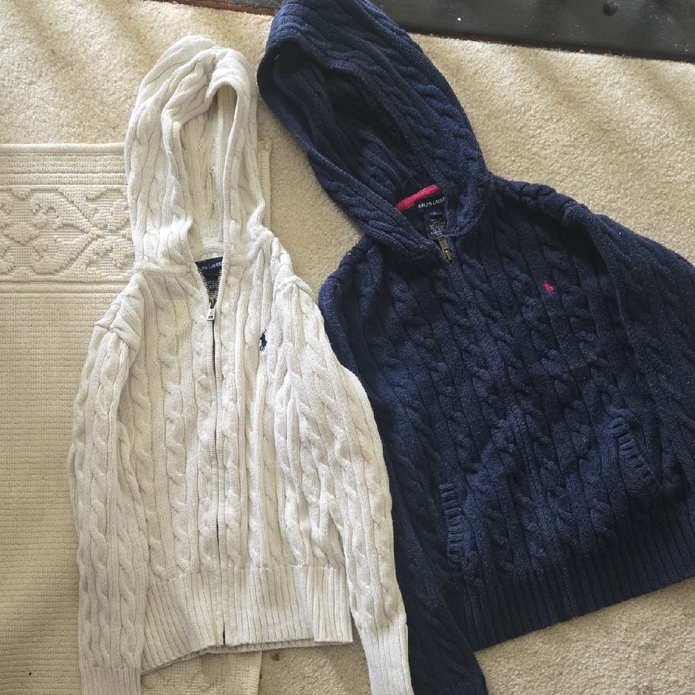 Polo by Ralph Lauren Kids Cable Knit Hoodies - Navy and White